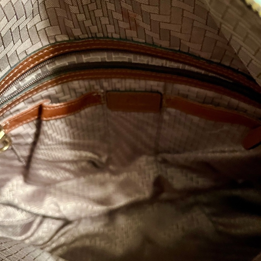 Cole Haan Brown Leather Gold Grommet Shoulder Bag - Picture 3 of 9